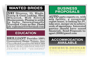 Classified ads in newspapers