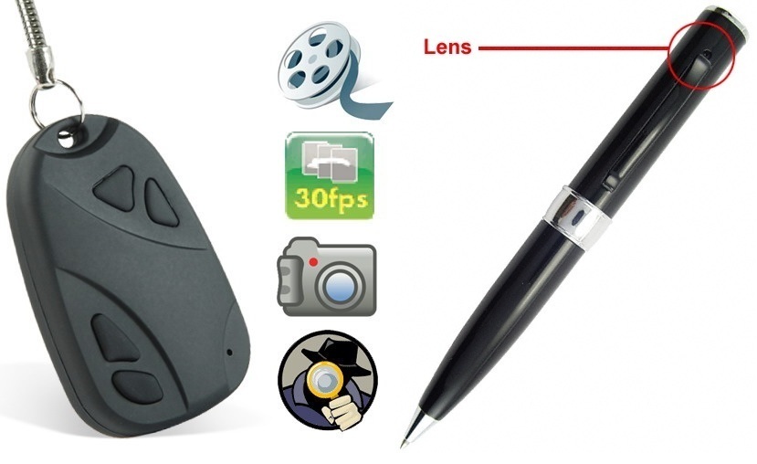spy cam in pen and keyring