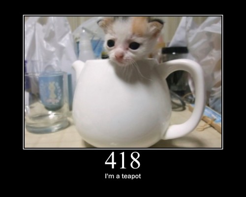 418 I'm a teapot  This code is not expected to be implemented by actual HTTP servers.